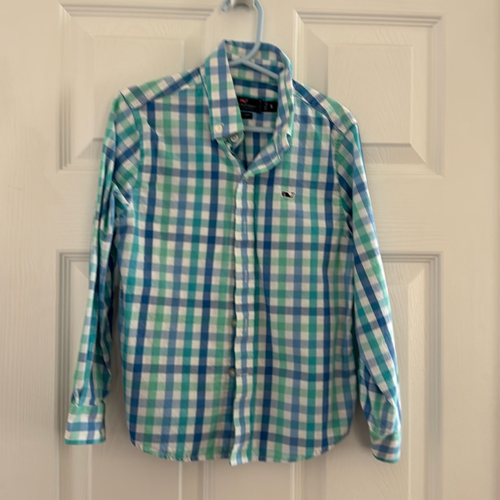 Vineyard vines plaid whale shirt size 5 boys